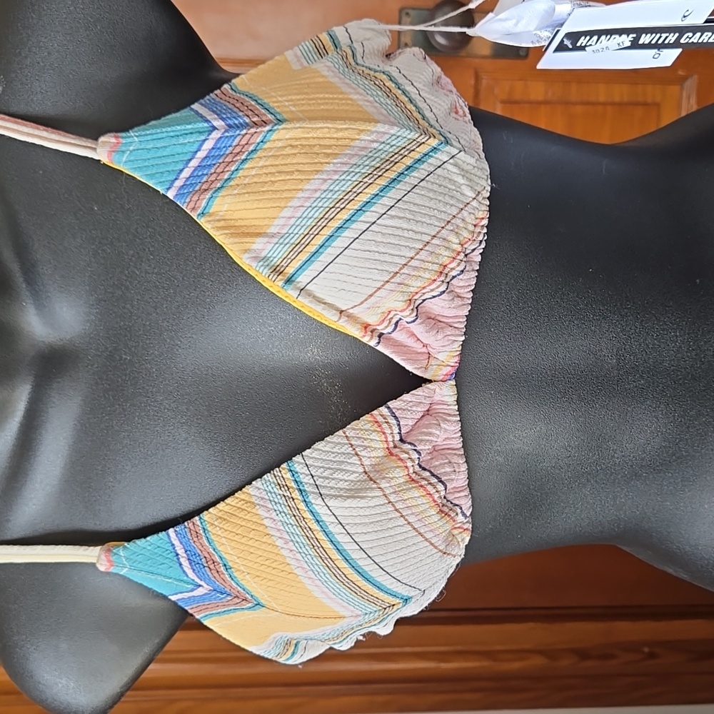 NWT O'Neill Baja Stripe Cayote String Bikini Top XL - Picture 2 of 7